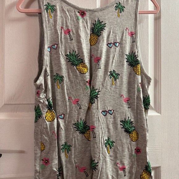 Electric Pink Tropical Tie Front Tank Top Size Large - Picture 4 of 4